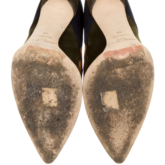 Jimmy Choo Shoes Heels Mitzu 110 Satin Color Block Stiletto Ankle Booties - Picture 6 of 7